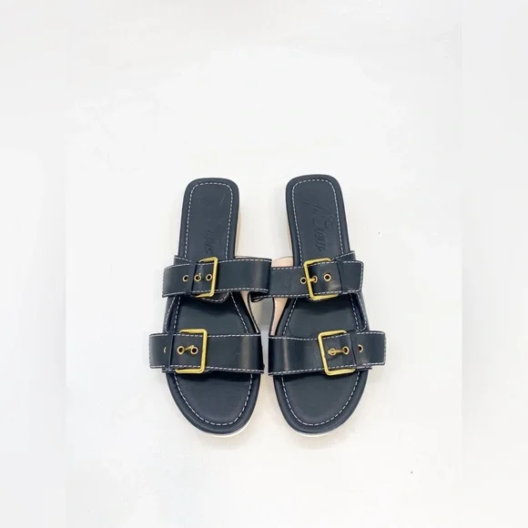 J Crew Leather Double Buckle Strap Sandal Sz 10 - Picture 2 of 6